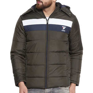 Custom <b>Men's</b> Softshell Winter <b>Jacket</b> <b>Waterproof</b> Casual Bubble Design Long Hood <b>Light</b> Woolen Fabric Zipper Closure Dyed Processed - Product Image 1