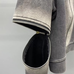 เสื้อฮู้ดผู้ชายผ้าฝ้ายเกล็ดปลาขนาดใหญ่ผ้าเทอร์รี่มีซิปโอเวอร์ไซส์สไตล์วินเทจแบบ100% - Product Image 4