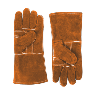 Premium Grade Heavy-Duty Cowhide Split Leather Safety <b>Gloves</b> Reinforced Firefighting Industrial <b>Welding</b> Protection Plain Style - Product Image 2