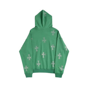 Sweat à capuche personnalisé en coton épais avec strass, logo imprimé soleil, sweat à capuche surdimensionné avec épaules tombantes vintage, sweats à capuche lavés à l'acide pour hommes - Product Image 2