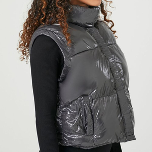 Chaleco Corto Acolchado de Invierno para Mujer, Estilo Europeo y Americano, Brillante, con Cierre, Chaquetas para Hombre - Product Image 2