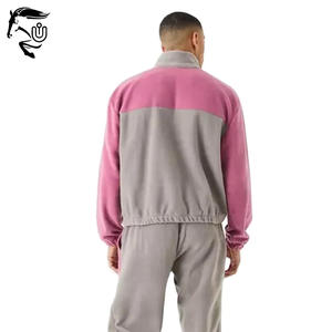 Hombre Oversize Drop Shoulder Popper Neck Collar Block Fleece Chándal con botones de alta calidad Sudaderas con algodón Fleece - Product Image 2