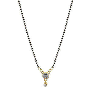 Kriaa สร้อยคอ mangalutra ออสเตรียสีขาวโซ่ชุบทอง1500684 - Product Image 1