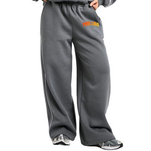 Pantalones de chándal holgados de gimnasio rectos Unisex, pantalones de chándal de pierna ancha holgados acampanados de algodón en blanco de gran tamaño para mujer, transpirables con OEM - Product Image 6