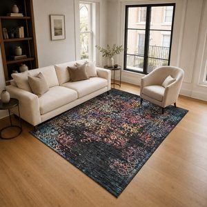 RUGS DEPOT LXDP-0313 Wholesale Multicolor Neutral Classic Distressed Digital Printed Machine Washable Chenille Area Rug Non <b>Slip</b> - Product Image 2