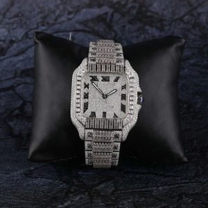 Montre analogique à mouvement mécanique en acier inoxydable argenté, cadran plein de diamants, tendance unisexe, édition limitée - Product Image 4