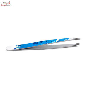 Juego de pinzas para cejas con punta inclinada de acero inoxidable y logotipo personalizado, removedor de pelo de cejas con punta puntiaguda para uso de belleza - Product Image 5