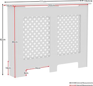 Copritermosifone Moderno in <span class=keywords><strong>Legno</strong></span> MDF Bianco per Casa Soggiorno Camera da Letto Bagno S M L Griglia a Listelli Elegante Mobiletto per Riscaldamento con Mensola - Product Image 3