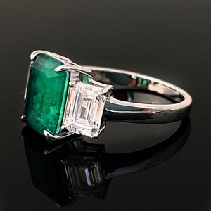 LUMI Art Deco Green Emerald Ring Sterling Silver Cocktail Ring May <b>Birthstone</b> Party Green Gemstone Emerald Engagement - Product Image 2