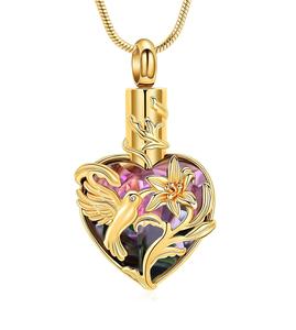 Collares de urna de corazón de Metal para cenizas, recuerdo, urna conmemorativa, joyería de cremación, colgante de ceniza para mujeres, hombres, amor, un tamaño personalizado - Product Image 1