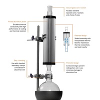 Ensemble de reflux avec condenseur à serpentin réversible et fiole à fond plat en verre borosilicaté de haute qualité de 1000 ml, pour usage en laboratoire, marque AARK, garantie 1 an