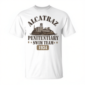Camiseta del equipo de natación de la Penitenciaría de Alcatraz de 1934, corte regular, algodón, informal, para todas las estaciones, ropa para piscina - Product Image 2
