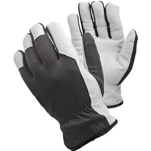 Gants de travail en cuir de chèvre KOKAL, doublure polaire, paume Tyohanskat, dos en tissu, imperméables, antidérapants, personnalisables pour le travail - Product Image 4