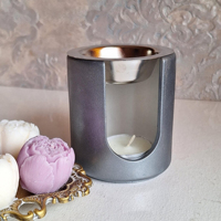Brûleur à mazout de forme carrée de qualité luxueuse avec bol en laiton à un prix abordable Réchauffeur d'huile parfumée pour la maison et le parfum de salle de bain