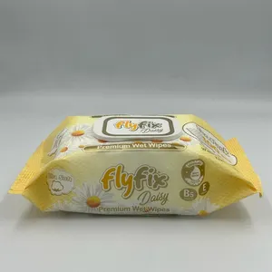 Flyfix高级湿巾塑料盖100件雏菊香味高品质100% 安全环保一次性价格合理