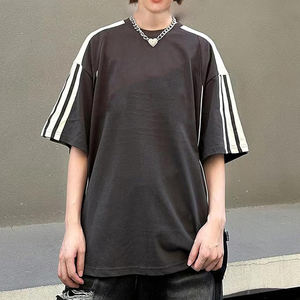 Streetwear T-shirt surdimensionné à manches courtes avec impression de logo personnalisé de haute qualité pour hommes, 100% coton à épaules tombantes - Product Image 5