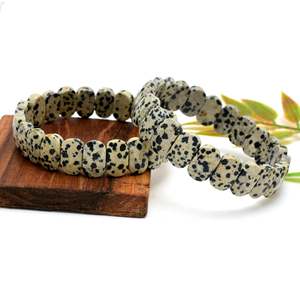 Natural Dalmatian <b>Beaded</b> <b>Bracelet</b> & Bangles Unisex Spotted Jasper Healing Jewelry Gift Wholesale Bulk - Product Image 3