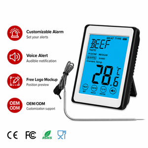 Thermomètre de <span class=keywords><strong>cuisson</strong></span> numérique avec alarme vocale personnalisée, fonction max/min pour usage OEM en cuisine et barbecue - Product Image 1