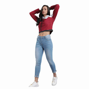 Sweat à capuche court décontracté pour femmes manches longues couleur unie Logo brodé personnalisé hiver Position avant sweat à capuche automne - Product Image 6