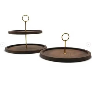 Support à gâteau en bois à 3 niveaux Poignée en métal pour présentoir à dessert Décoration de table de fête de mariage Porte-cupcake Décoration de maison - Product Image 2