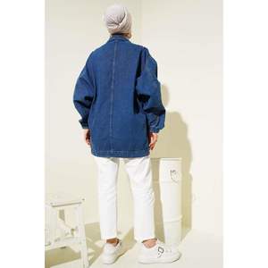 Otoño/Invierno manga murciélago Crop Top diseño chaqueta de mezclilla con decoración de botones estampado de moda para el verano - Product Image 4