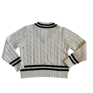 Pull en tricot de laine 100% coton à col en V pour homme, vêtements de sport pour adultes, cricket, respirant, rayé, pull d'hiver pour homme - Product Image 2