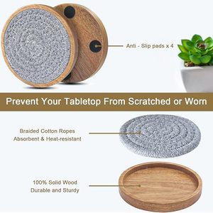 Latest Design Breaded Cotton Rope and Wooden <b>Table</b> <b>Coaster</b> for Wedding Birthday Parties Banquets Decoration Beaded <b>Table</b> <b>Coaster</b> - Product Image 2