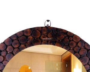 Round Wooden <b>Wall</b> Mounted <b>Mirror</b> with Antique Carved Frame Vintage Decorative <b>Mirror</b> <b>for</b> Living Room, <b>Bedroom</b>, or Hallway - Product Image 4