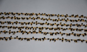 Black hydro Bead gold plated wire wrapped <b>Cluster</b> Rosary Chain, Beaded chain for Jewelry Making, 2mm Hydro fashion jewelry chain - Product Image 5