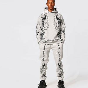 Survêtements d'hiver personnalisés avec logo, coupe ample, en coton, à capuche, ensemble de jogging pour hommes - Product Image 1