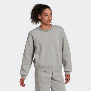 Loose Fit Ribbed Crewneck 80% Cotton 20% Recycled Polyester Fleece Ribbed Cuffs and Hem Medium Heather <b>Grey</b> Women <b>Sweatshirt</b> - Product Image 3
