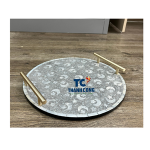 Haute qualité deux poignées nacre incrusté chocolat plateaux de service en gros pour Eid Mubarak flore plateau inclus - Product Image 1