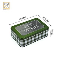 Boîte en métal carrée personnalisée de qualité alimentaire pour Noël avec fenêtre, couvercles et matériaux recyclés pour l'emballage de cadeaux, bonbons et biscuits