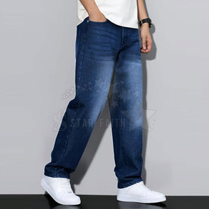 Custom Men Casual Baggy Fit Breathable 100% Cotton <b>Jeans</b> Summer Spring Autumn Medium Wash New Release Designer for Online Sale - Product Image 4