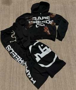 Boxy Fit 500 Gsm Pullover personalizado bordado apliques letra Sun Faded Washed Vintage acampanado pantalones de chándal y conjunto de Sudadera con capucha - Product Image 1