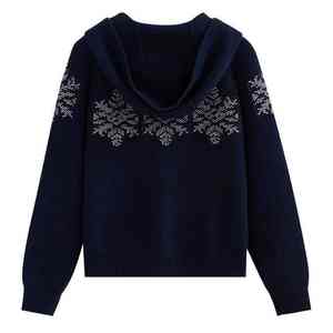 Pull tendance personnalisé 100% laine avec col à capuche zippé, confortable, décontracté, manches longues, sweat-shirt - Product Image 5