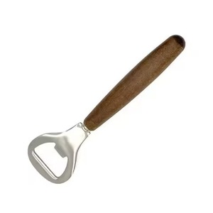 Tire-bouchon de mariage durable, ouvre-bouteille en acier inoxydable pour fête, bière, avec manche en bois - Product Image 1