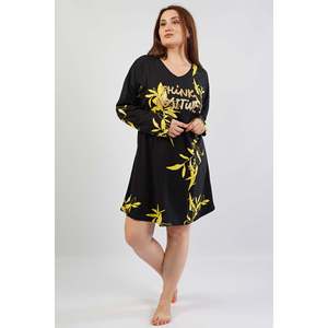 BAYAN P.SUPREM XXL V YAKA DUSUK OMUZLU UZUN KOL ETEGI OVAL TUNIK - สีดำ - สีดำ - Product Image 1