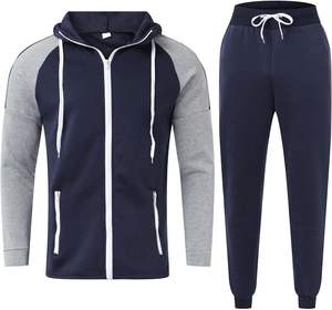 ชุดวอร์มเล่นฟิตเนส2ชิ้นผ้าฟลีซโพลีเอสเตอร์/ ผ้าฝ้ายระบายอากาศได้ดีกันฝุ่นสำหรับผู้ชายกำหนดโลโก้ได้เอง - Product Image 1