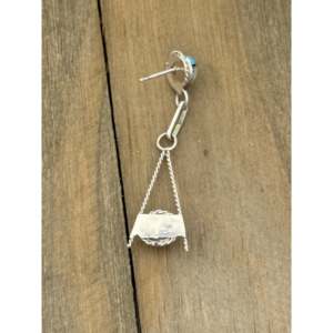 Zuni Made <b>Sterling</b> <b>Silver</b> Multi Stone Geometric Drop <b>Dangle</b> <b>Earrings</b> - Product Image 5