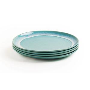 Ensemble d'assiettes en céramique Aqua Teal, finition émaillée mouchetée, légères mais robustes, idéales pour les tables décontractées et les tables de haute couture - Product Image 1