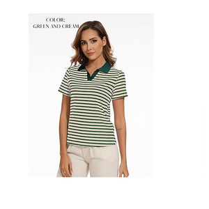 <b>Women</b> Striped Color Block Collar Shirts Golf <b>Polo</b> Cotton Blend <b>Tops</b> Short Sleeve T-Shirts Tennis 95% Cotton, 5%Spandex - Product Image 6