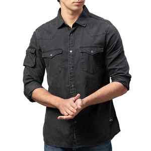 Camisas de Mezclilla de Alta Calidad Personalizadas, Nueva Llegada, Manga Larga, Vintage, Transpirables, para Hombre - Product Image 4