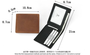 กระเป๋าสตางค์หนังแท้แบบพับสองตอนสำหรับผู้ชาย ดีไซน์บางเฉียบ พร้อมซับในโพลีเอสเตอร์ เหมาะสำหรับการเดินทาง - Product Image 5