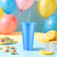Gobelets en plastique en gros avec couvercles et pailles, réutilisables, sans BPA, personnalisables, pour fêtes estivales, plage et piscine