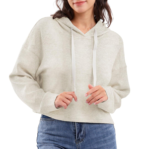 Sudaderas con capucha cortas para mujer de la mejor calidad y Último precio, ropa informal lisa en blanco, sudaderas con capucha cortas para mujer de Color sólido a granel - Product Image 1