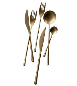 Serveur à salade moderne manche fini or couverts en métal et acier couverts en métal couverts de service de légumes couteau cuillère à miroir - Product Image 4