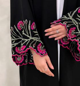 Abaya en cristal noir faite à la main pour adultes, vêtement en soie élégant, travail artisanal, anti-rides, manches longues, occasion de prière, haut de gamme - Product Image 3