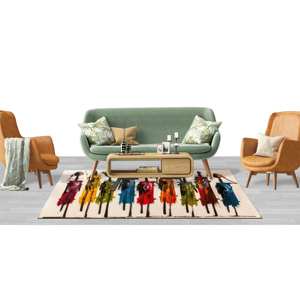 Alfombra con Diseño de Pintura del Pueblo Masai: Alfombra Antideslizante Impresa en 3D, Alfombra de Chenilla - Product Image 5