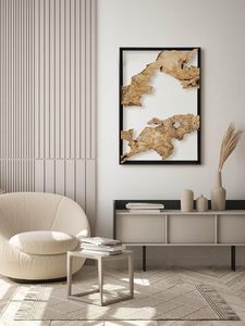 Décoration murale en bois rustique et moderne Edge 24 "x 16" Art en bois naturel fabriqué à la main pour ferme salon chambre cuisine bureau - Product Image 3